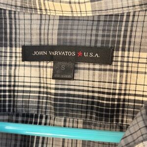 John Varvatos Men's Plaid Shirt - Gray and White